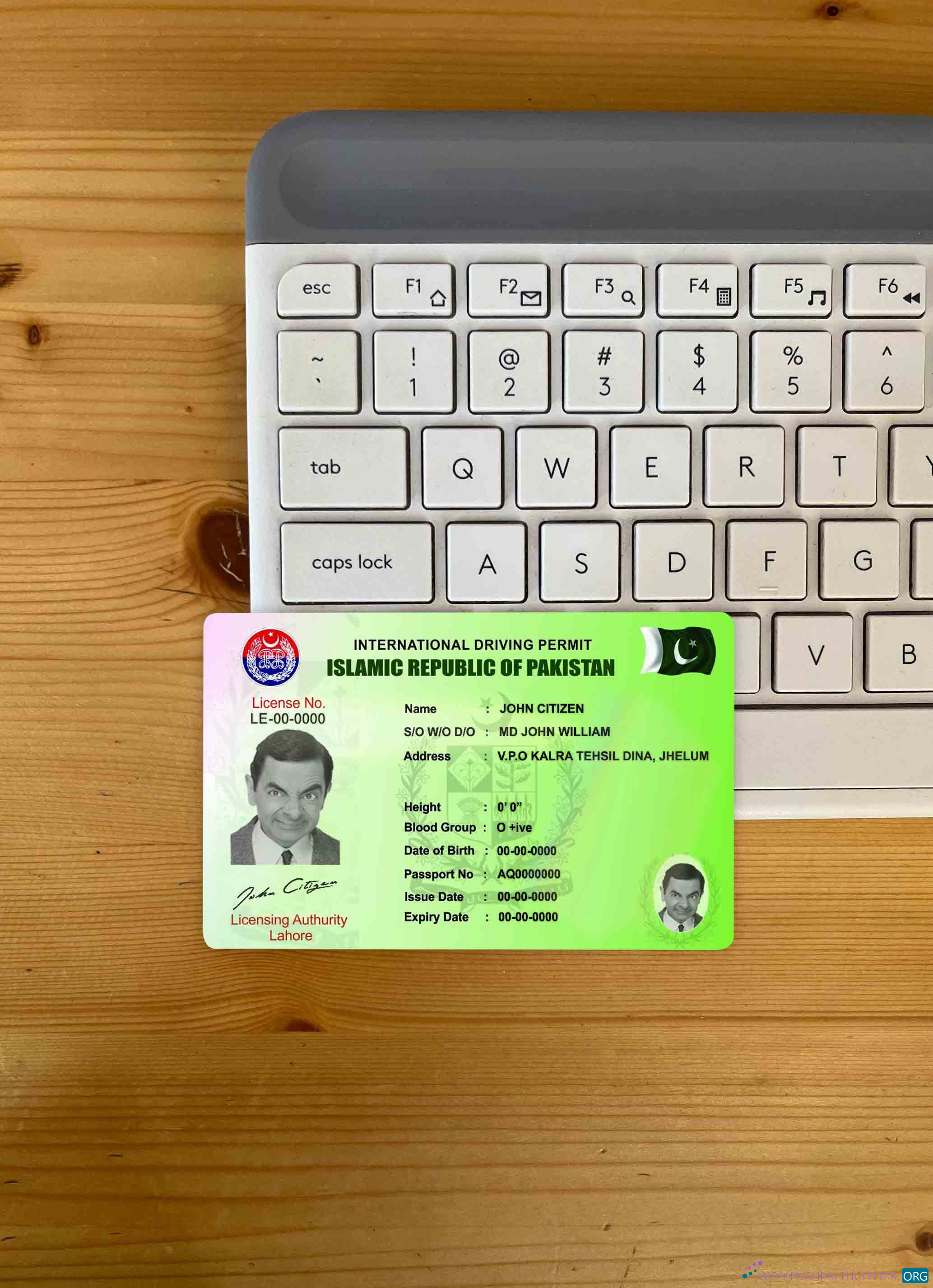 Download Pakistan international driving permit photolook FRONT Photoshop template